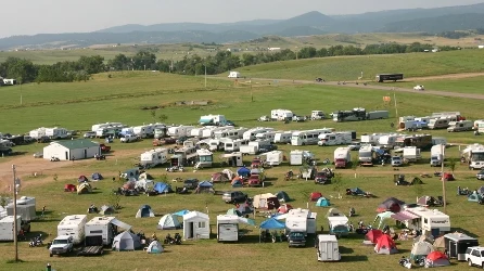 Iron Horse Campground full of RVs and tents during rally week