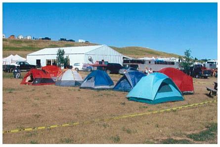 Tents pitched in the tent camping area at Iron Horse Campground